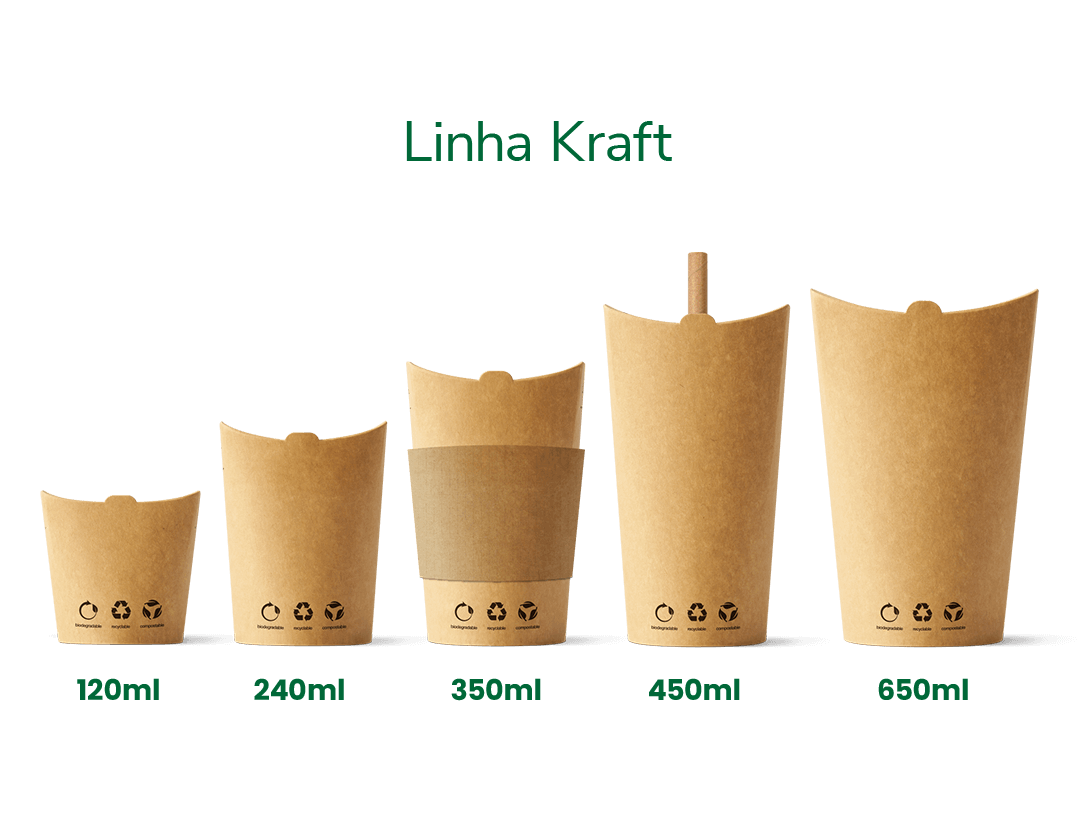 Copo sustentável de papel em kraft