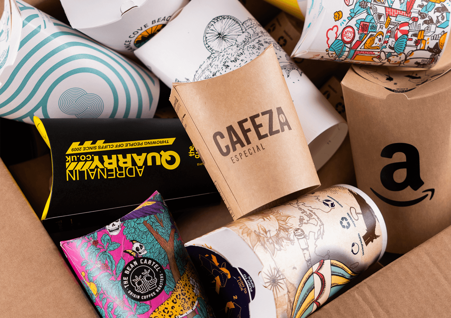 Copos personalizados sustentáveis com impressão de alta qualidade para marcas