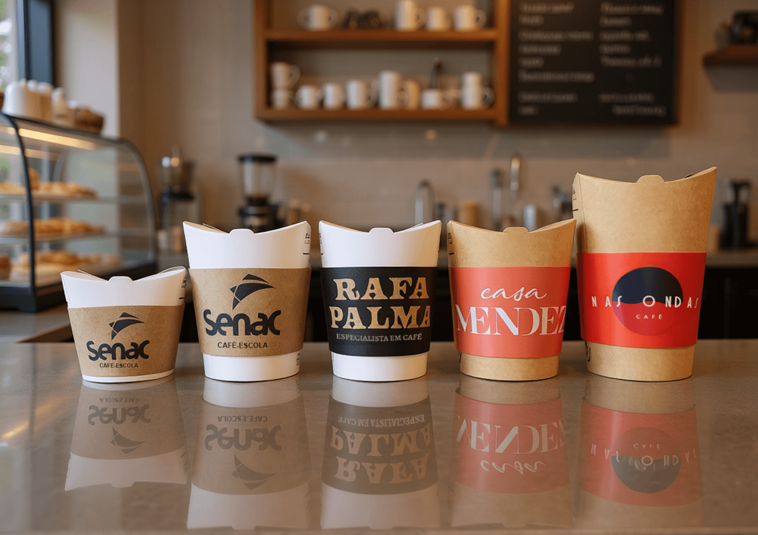 Luvas térmicas personalizadas com identidade visual para marcas e cafeterias